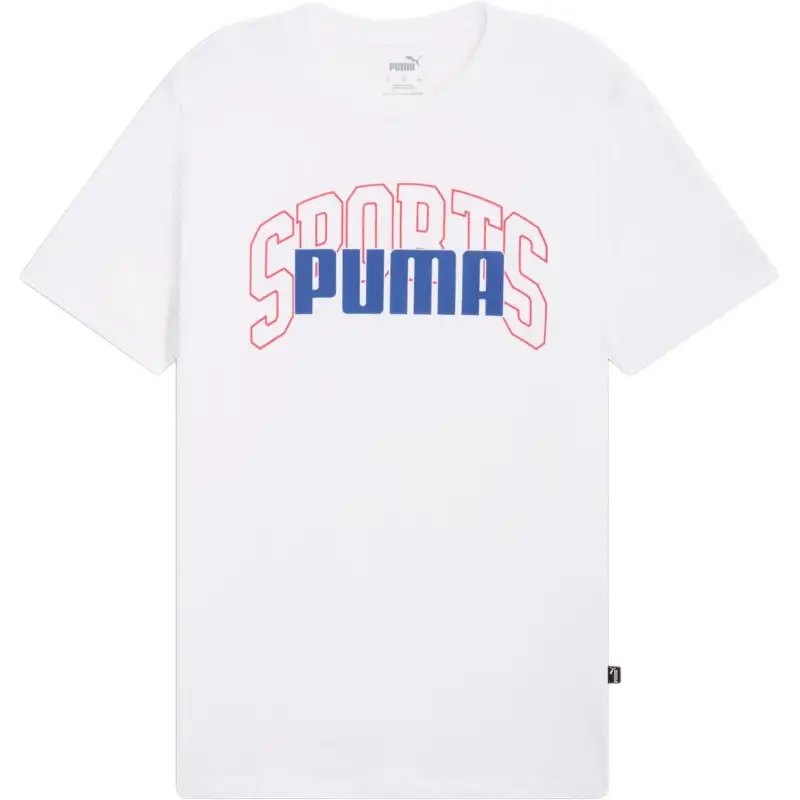 PUMA T Shirts Men's White Crew Neck Moderate Straight Fit