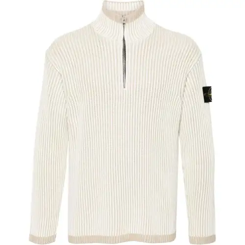 STONE ISLAND Logo Patch High Neck Knitted Jumper