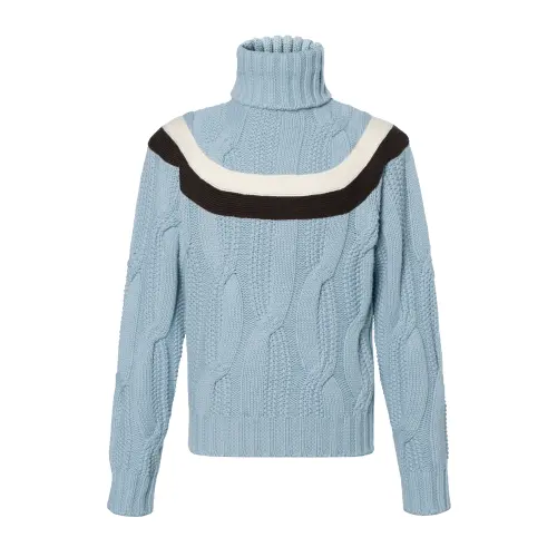 HERMES Sweaters Men's Sky Blue Turtleneck Moderate A Line