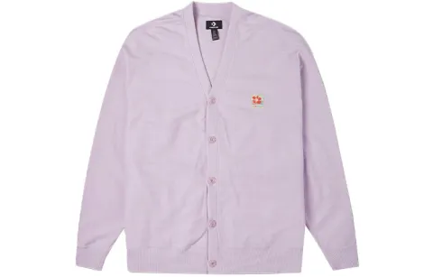 Converse Knitwear Men's Purple V-neck Moderate Cardigan