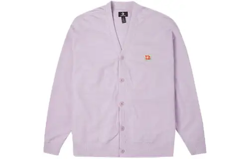 Converse Knitwear Men's Purple V Neck Moderate Cardigan