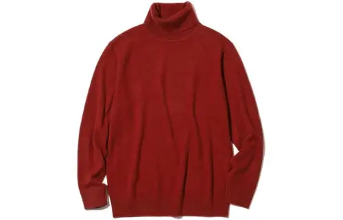 UNIQLO Cashmere Sweaters Men's Maroon Lapel Moderate