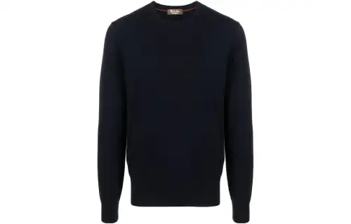 Loro Piana Cashmere Sweaters Men's Navy Blue Crew Neck Moderate