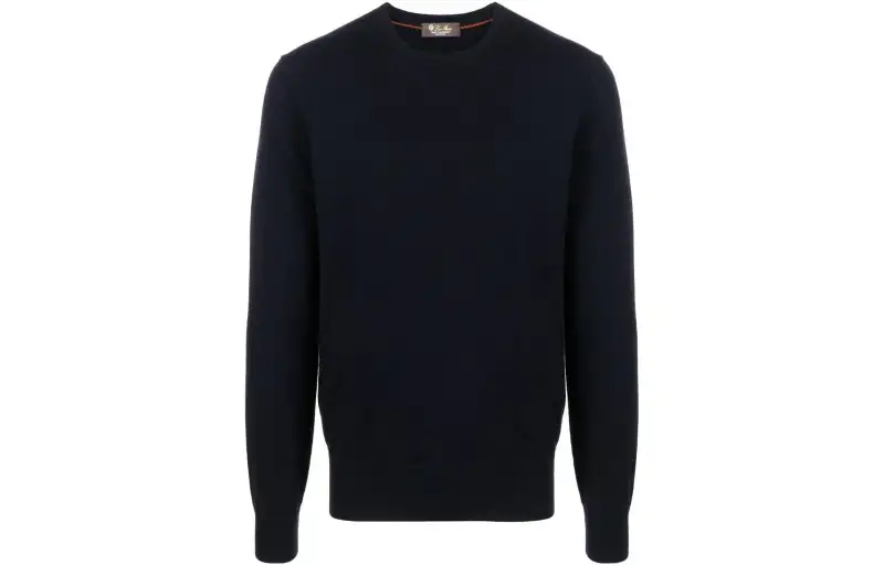 Loro Piana Cashmere Sweaters Men's Navy Blue Crew Neck Moderate