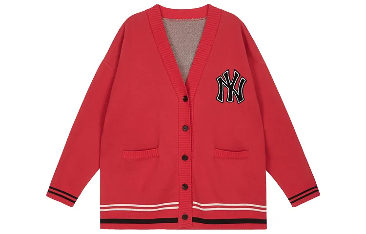 MLB X Disney MLB X DISNEY Mickey Mouse Knitwear Unisex Red V-neck Moderate Straight Fit