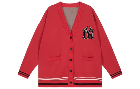 MLB X Disney MLB X DISNEY Mickey Mouse Knitwear Unisex Red V-neck Moderate Straight Fit