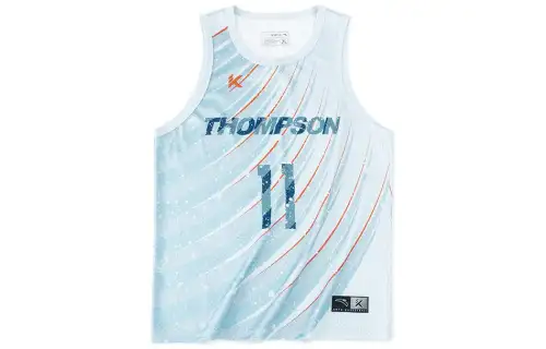 ANTA KT Tank Tops Men's River Blue Crew Neck Thin Racerback