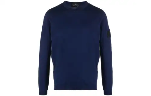 STONE ISLAND Sweaters Men's Blue Crew Neck Moderate Straight Fit