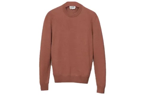 HERMES Sweaters Men's Brick Red Crew Neck Moderate Other