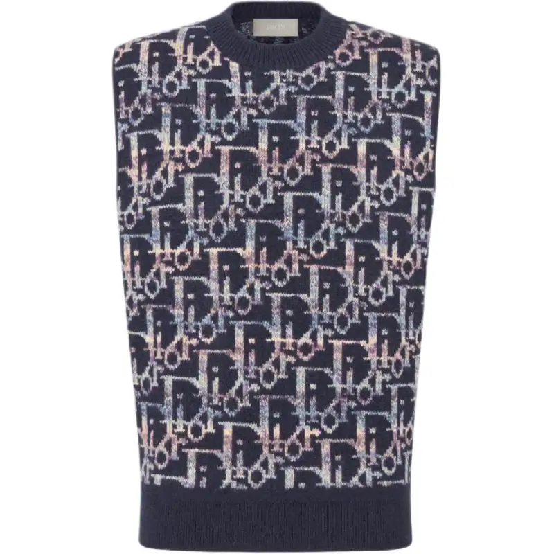 DIOR Sweaters Men's Blue Crew Neck Moderate