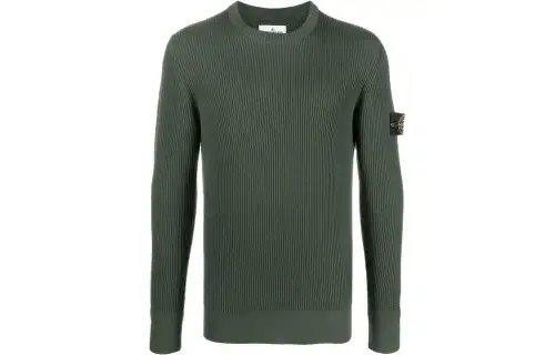 STONE ISLAND Logo Patch Ribbed Jumper