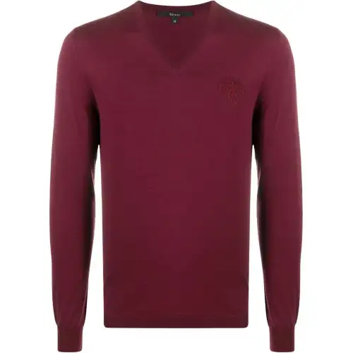 GUCCI V Neck Logo Embroidered Jumper