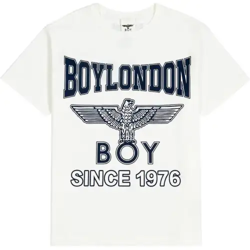 Boy London T Shirts Unisex Ecru Crew Neck Moderate Straight Fit