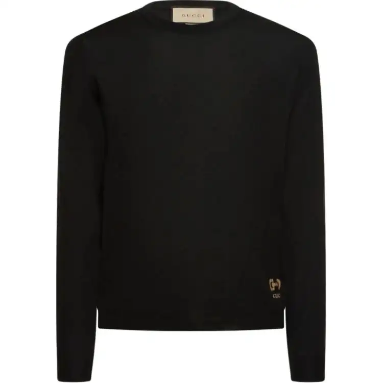GUCCI Sweaters Men's Black Crew Neck Moderate Other