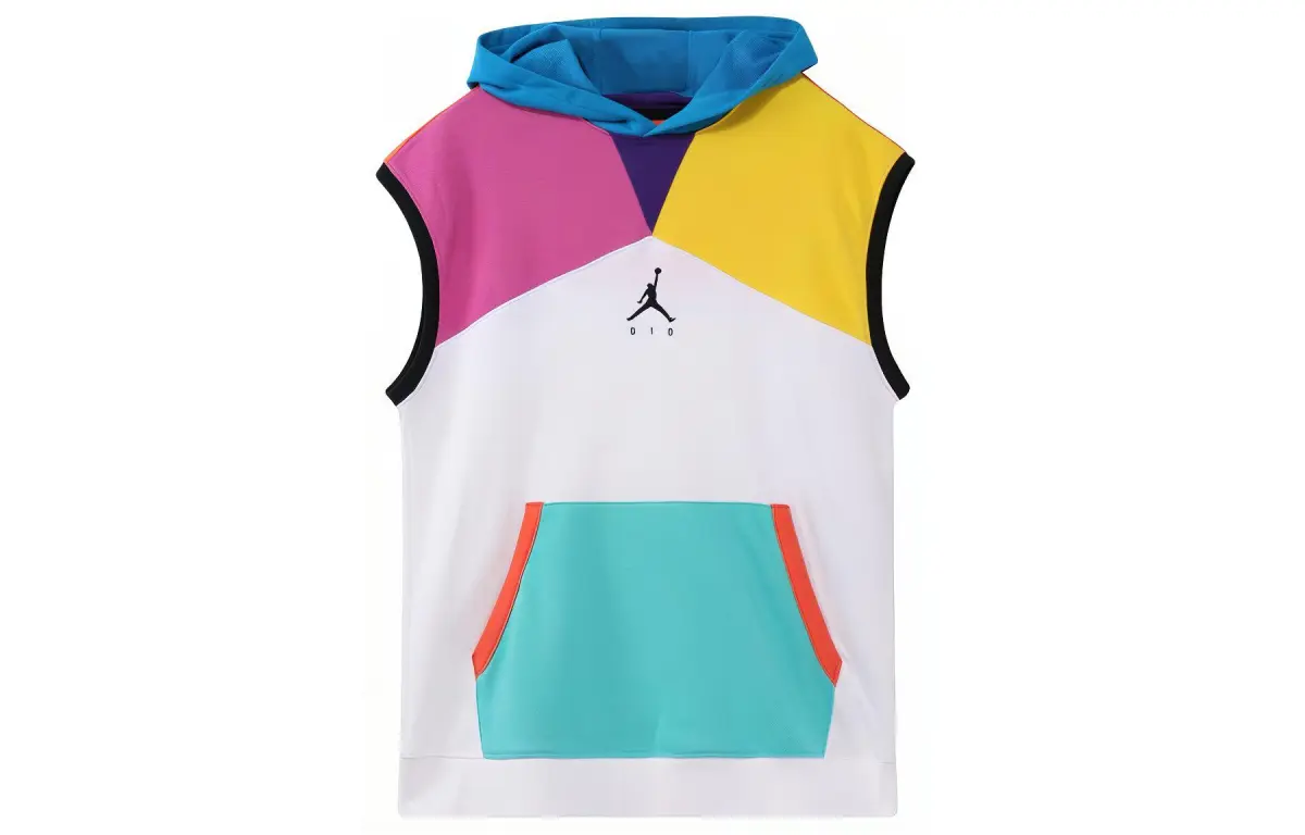 Jordan Men's Casual Sleeveless Pullover Hooded Tank White