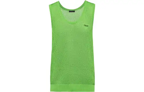 PRADA Tank Tops Men's Green Crew Neck Moderate