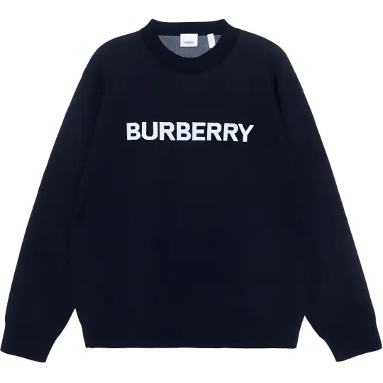 Burberry Logo Intarsia Wool Cotton Sweater