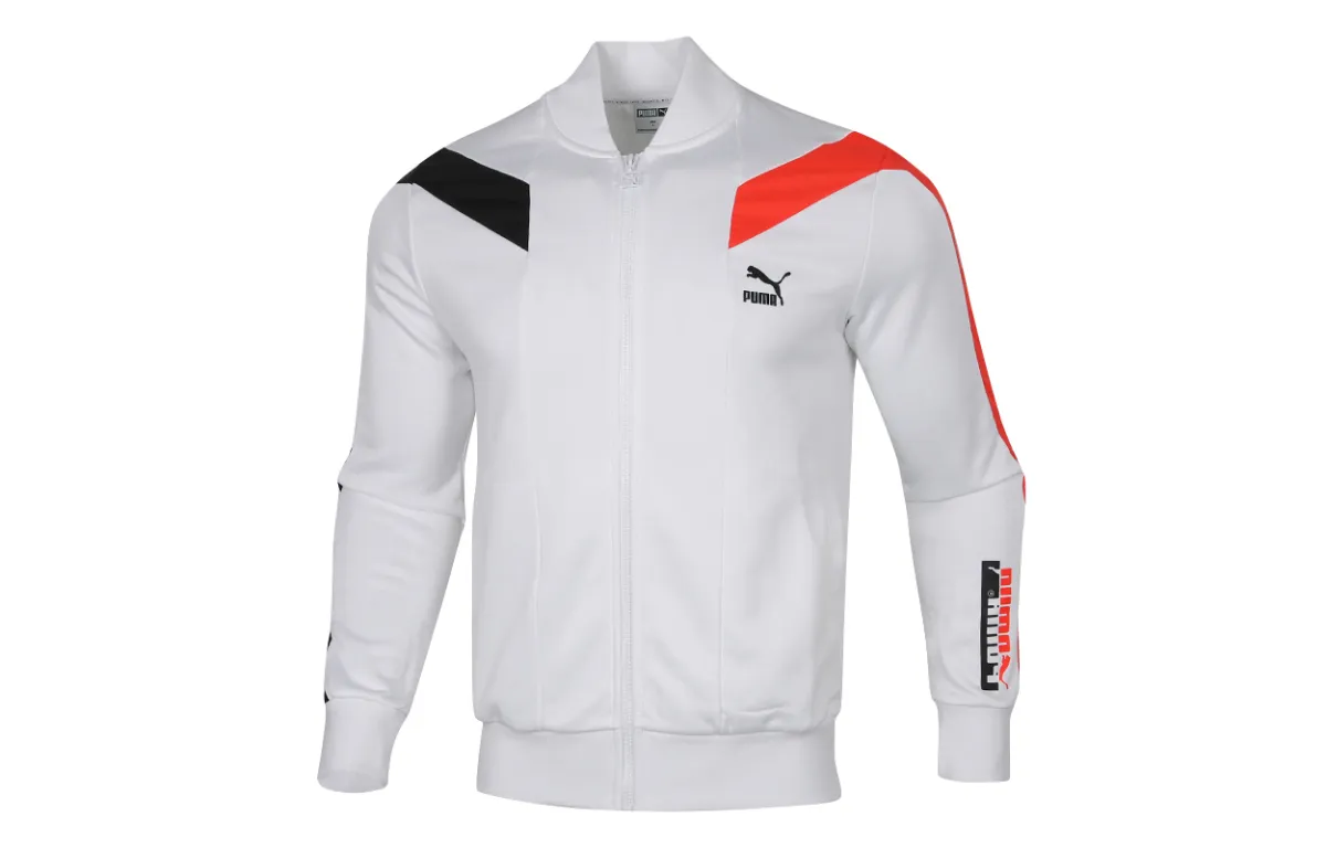 PUMA T7 Jackets Men's White Baseball Collar Moderate Other