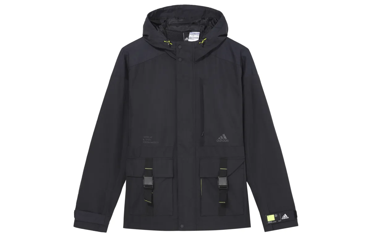 Adidas Jackets Men's Black Hooded (Non-detachable) Moderate Straight Fit
