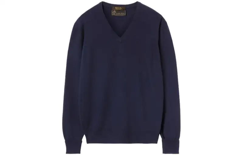 Loro Piana Knitwear Men's Marine Blue V Neck Moderate Other