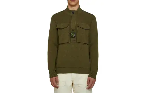 STONE ISLAND Sweaters Men's Green Stand Collar Moderate Other