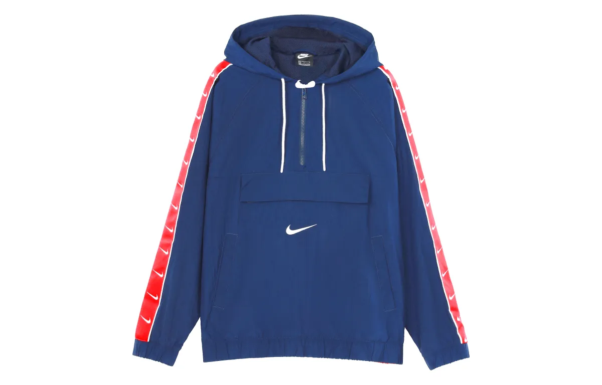 Nike Jackets Men's Blue Red Hooded (Non-detachable) Moderate Straight Fit