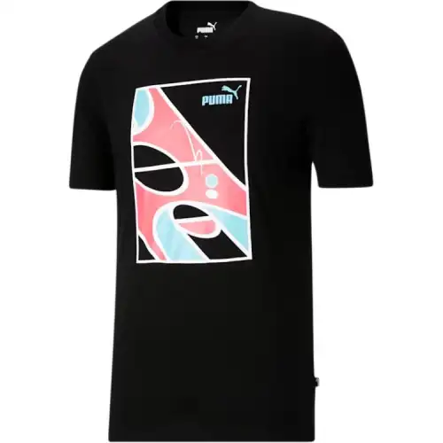 PUMA T Shirts Men's Black Crew Neck Straight Fit