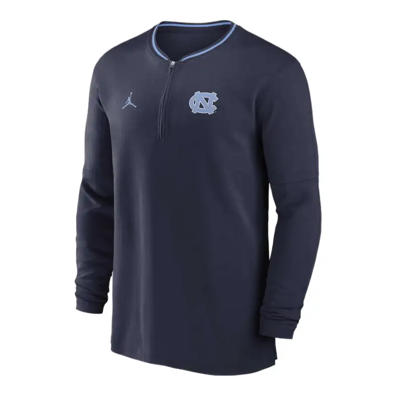 Jordan North Carolina Tar Heels Sideline Coach Men's Jordan Dri FIT College 1/2 Zip Long Sleeve Top