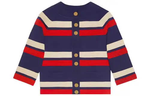 GUCCI Sweaters Men's Multicolor Crew Neck Moderate Cardigan