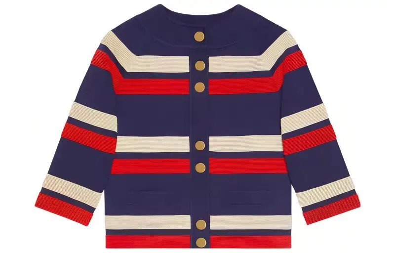 GUCCI Sweaters Men's Multicolor Crew Neck Moderate Cardigan