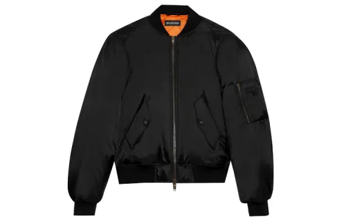 Balenciaga Jackets Men's Black Stand Collar Moderate Other