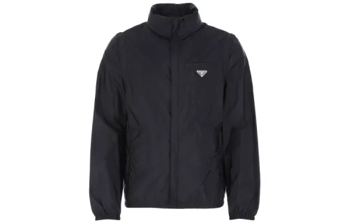 PRADA Jackets Men's Navy Stand Collar Moderate Other