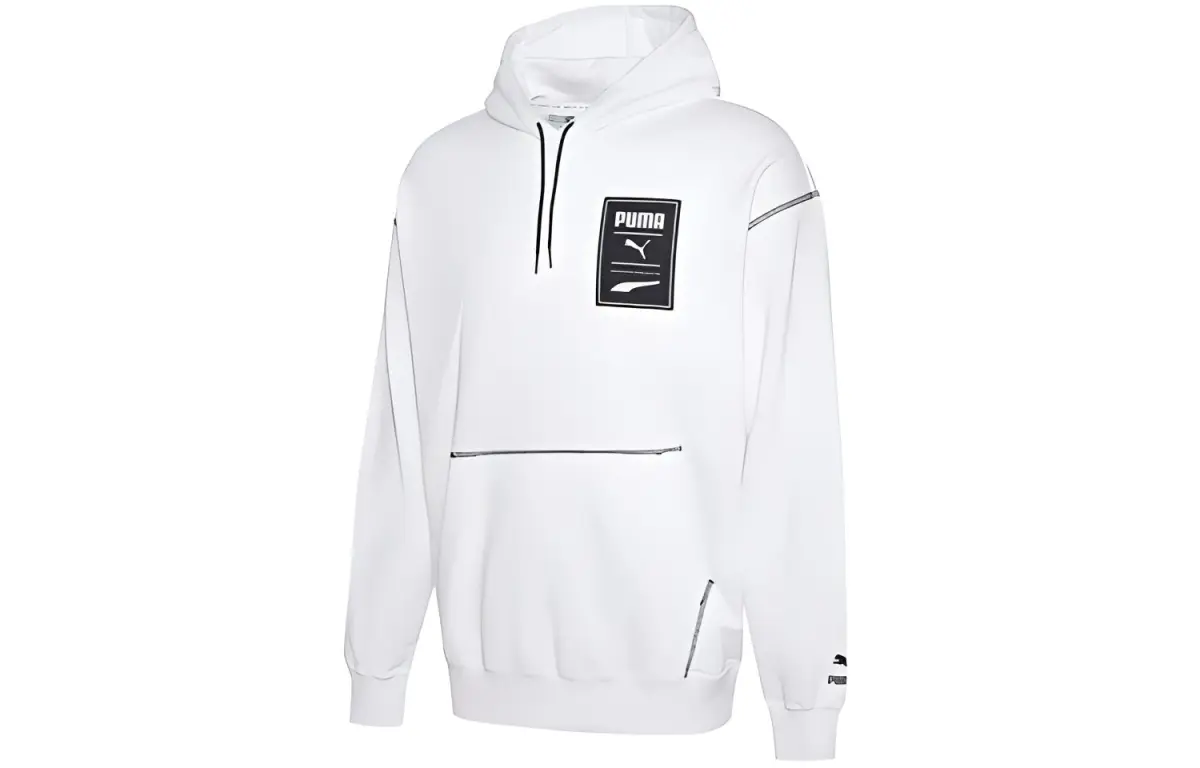 PUMA Sweatshirts Men's White Hooded Moderate Straight Fit