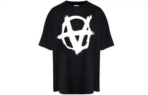 Vetements T Shirts Unisex Black Crew Neck Moderate Straight Fit