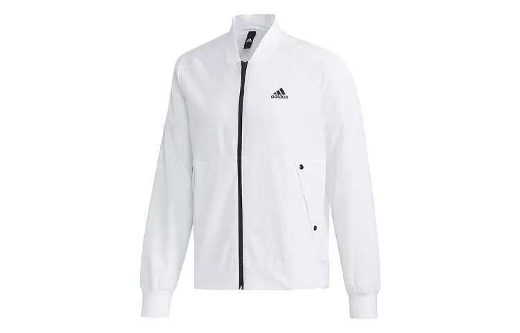 Adidas Jackets Men's White Stand Collar Moderate Straight Fit
