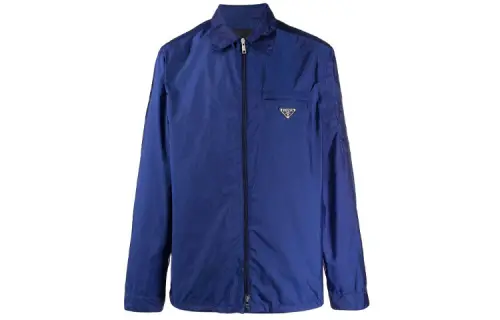 PRADA Jackets Men's Blue Lapel Moderate Other
