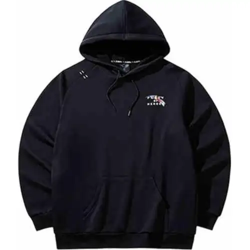Anta Basketball Collection Pullover Loose Fit Hooded Letter Print Fleece Lined Thermal Sweatshirt Men's Basic Black