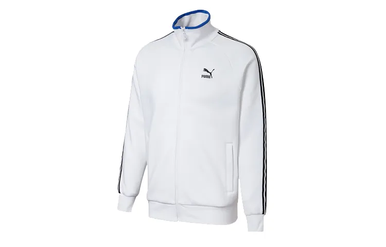 PUMA Jackets Men's White Stand Collar Moderate Straight Fit