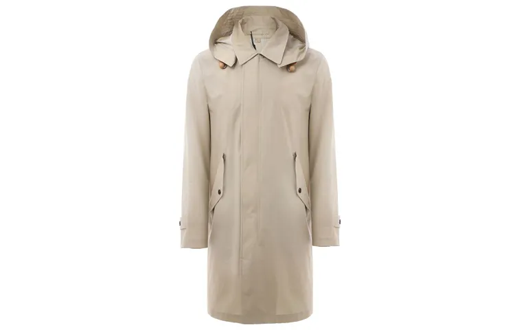 Burberry Trench Coats Men's Light Khaki Hooded Moderate Other