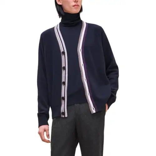 HERMES FW24 Cashmere Sweater Men's Marine Blue