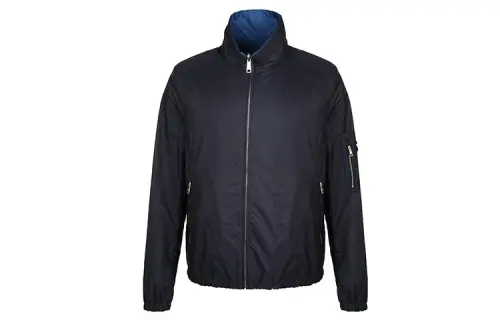 PRADA Jackets Men's Dark Blue Stand Collar Thin Other