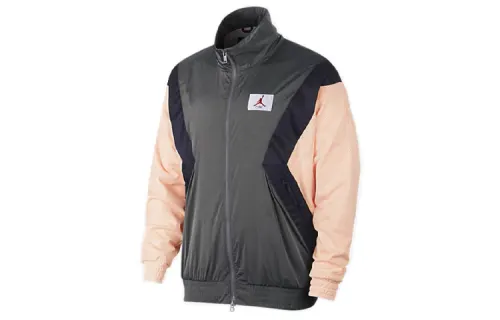 Jordan Flight Jackets Men's Gray Pink Stand Collar Moderate Other