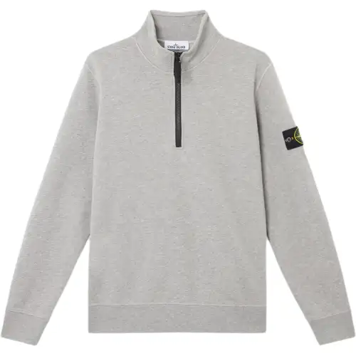 STONE ISLAND Logo Patch Half Zip Sweatshirt