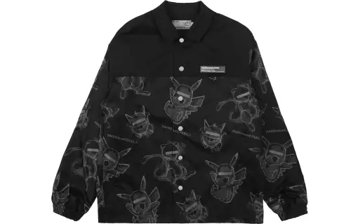 HARSH AND CRUEL SS21 multi-color stitching full-width hand-painted cartoon Pokémon print coach jacket, same style for men and women