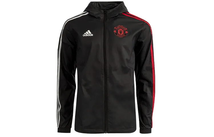 Adidas Manchester United Jackets Men's Black Hooded Moderate Other