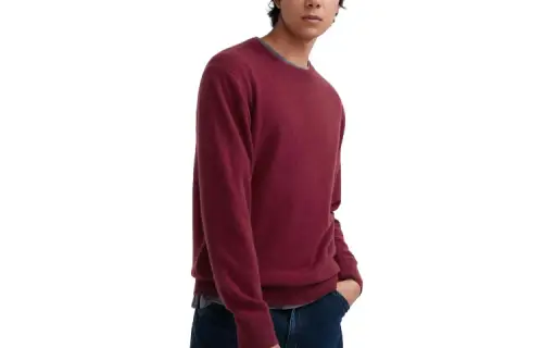UNIQLO Knitwear Men's 18 Dark Red Crew Neck Moderate Other