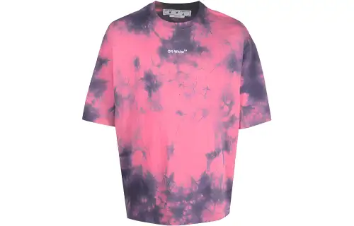 OFF WHITE T Shirts Men's Pink Crew Neck Moderate Straight Fit