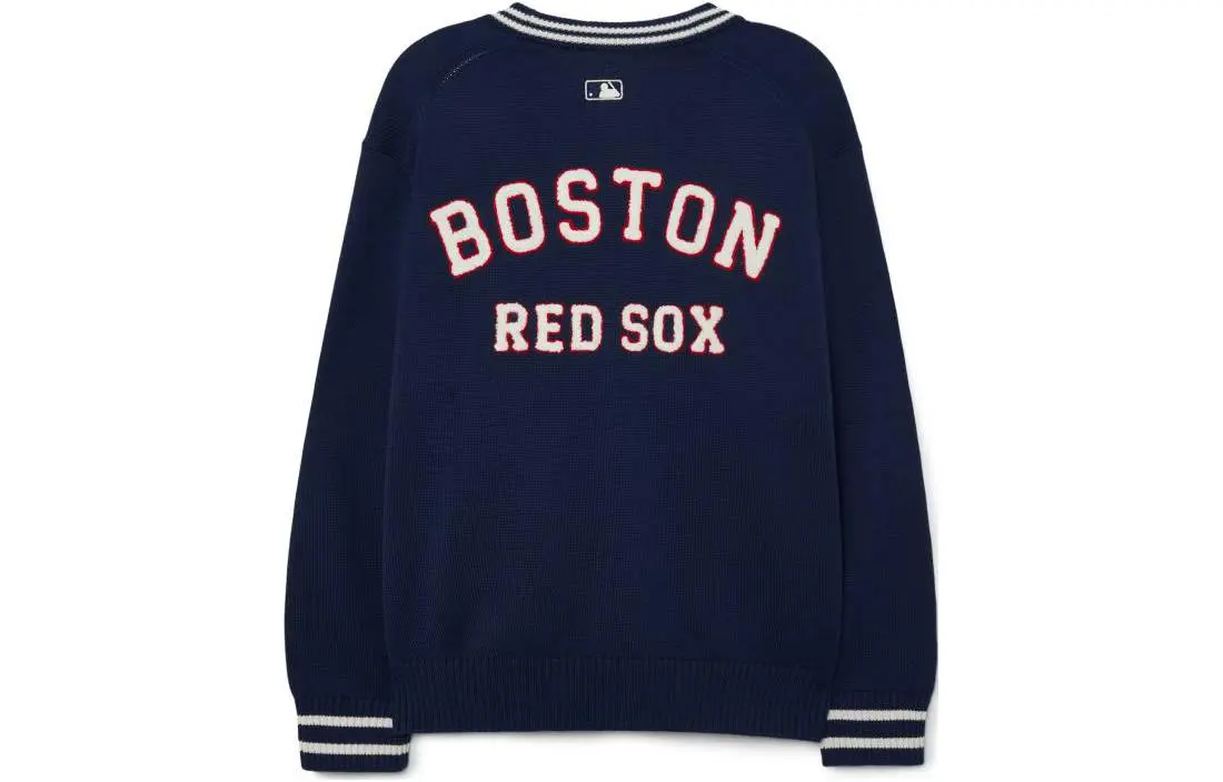 MLB Knitwear Unisex Marine Blue V-neck Moderate Cardigan