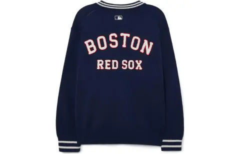 MLB Knitwear Unisex Marine Blue V-neck Moderate Cardigan