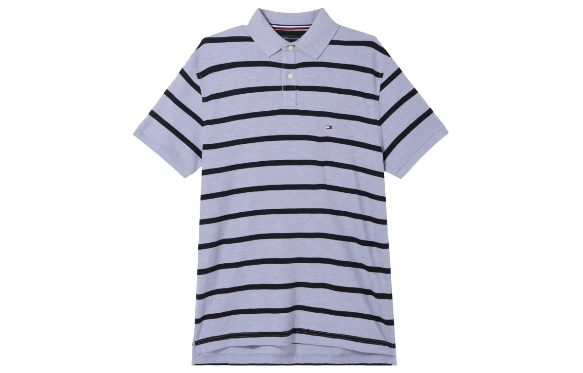 Tommy Hilfiger Polo Shirt Men's Gray Purple